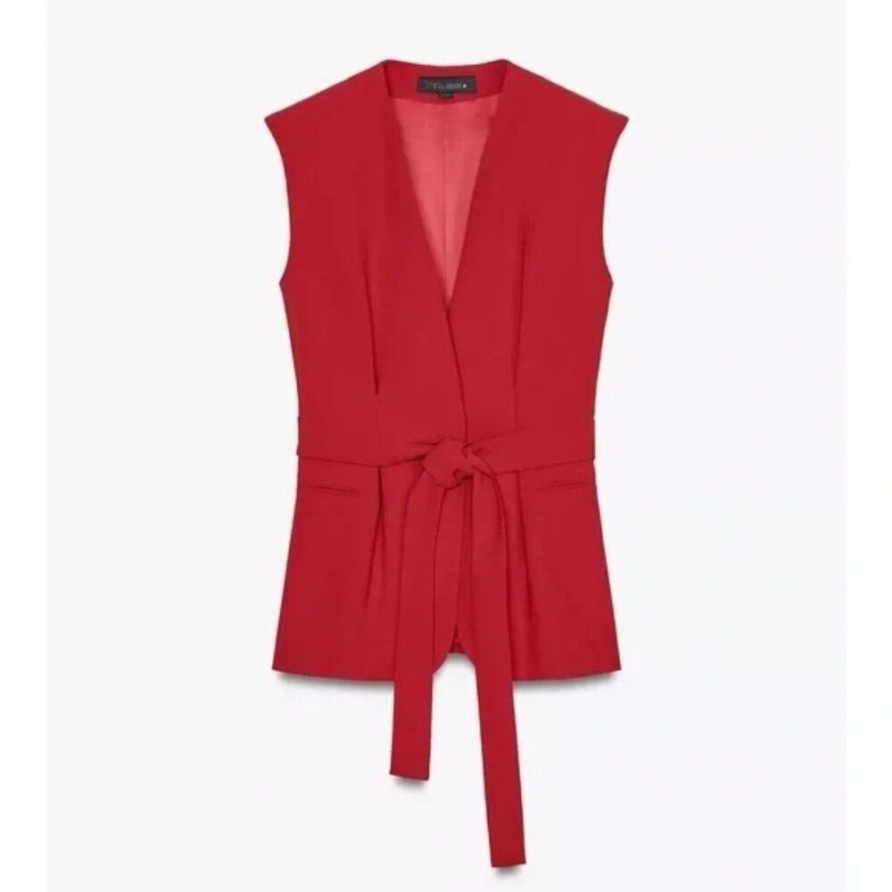 Zara Red Sleeveless vest - Picture 3 of 16